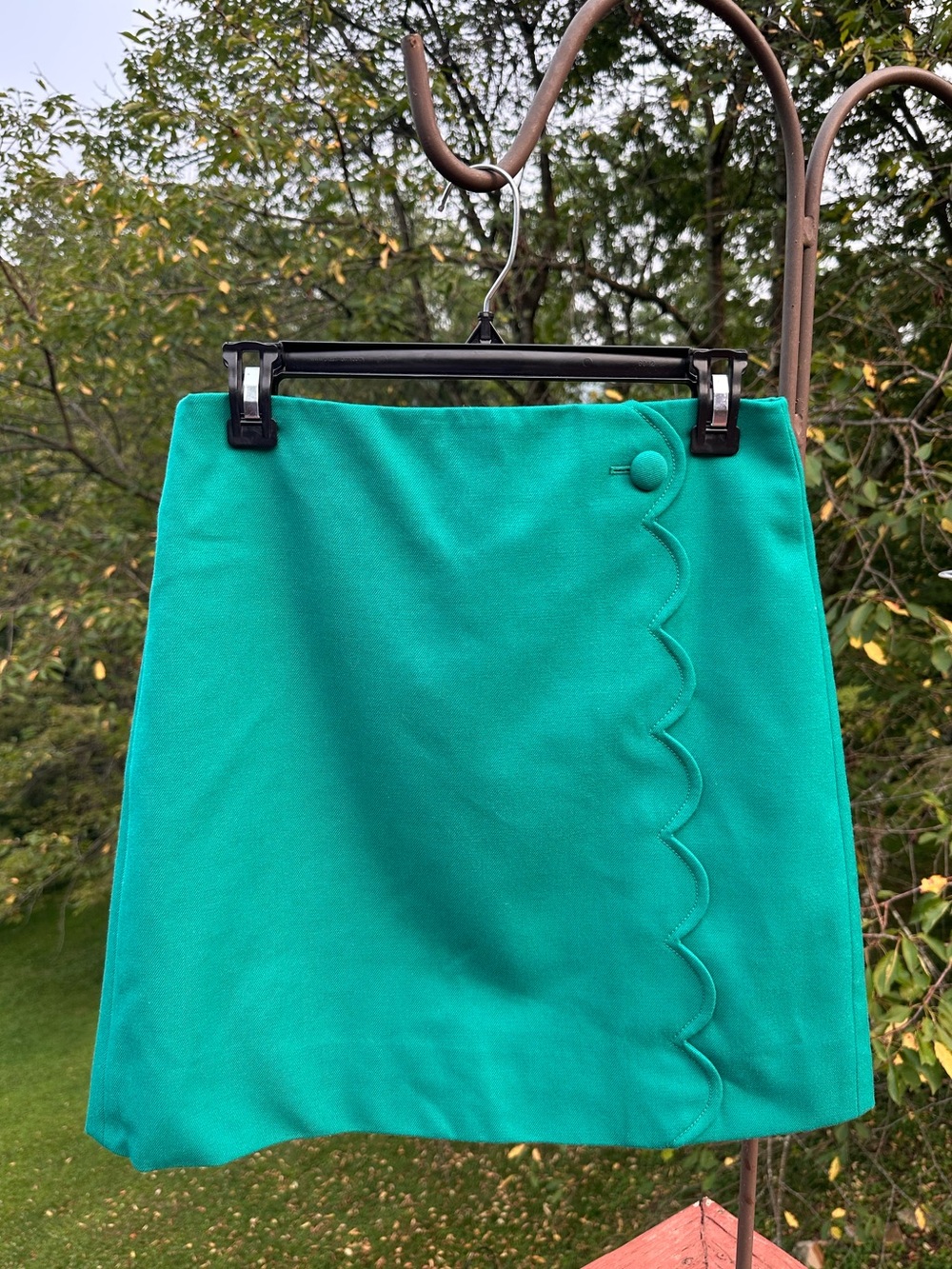 NWT! J. Crew Teal Green Scallop-Trim Button Mini Skirt